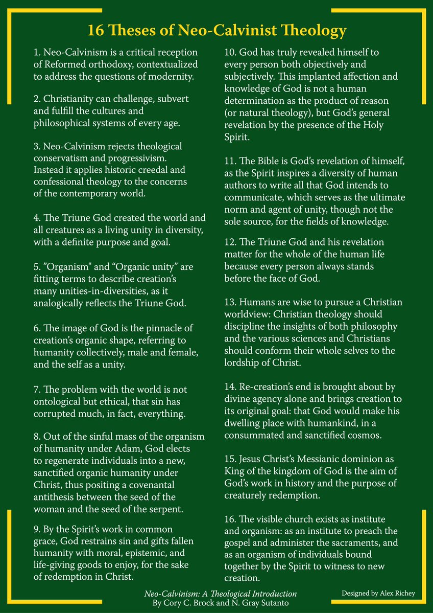 Alex Richey on Twitter "What are the theological distinctives and emphases of neoCalvinism