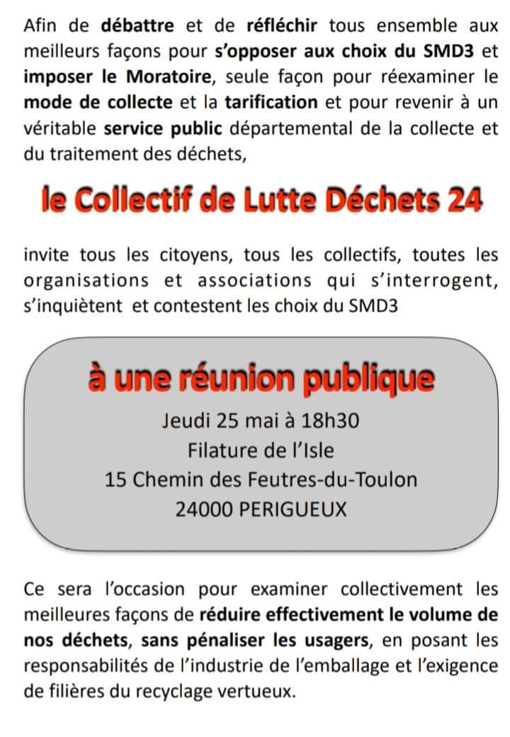 pcfperigueux's tweet photo. 📢La section  @pcf de #Périgueux sera présente auprès du collectif de lutte déchet 24 ce jeudi à 18h30 à la filature pour leur réunion publique sur la question des déchets ménagers : exigeons un #moratoire ! 🚩

#SMD3 https://t.co/R92X703Tau