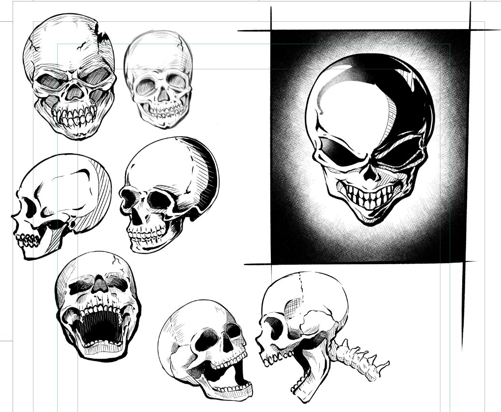 骸骨描くの楽しかった。寝よ 
