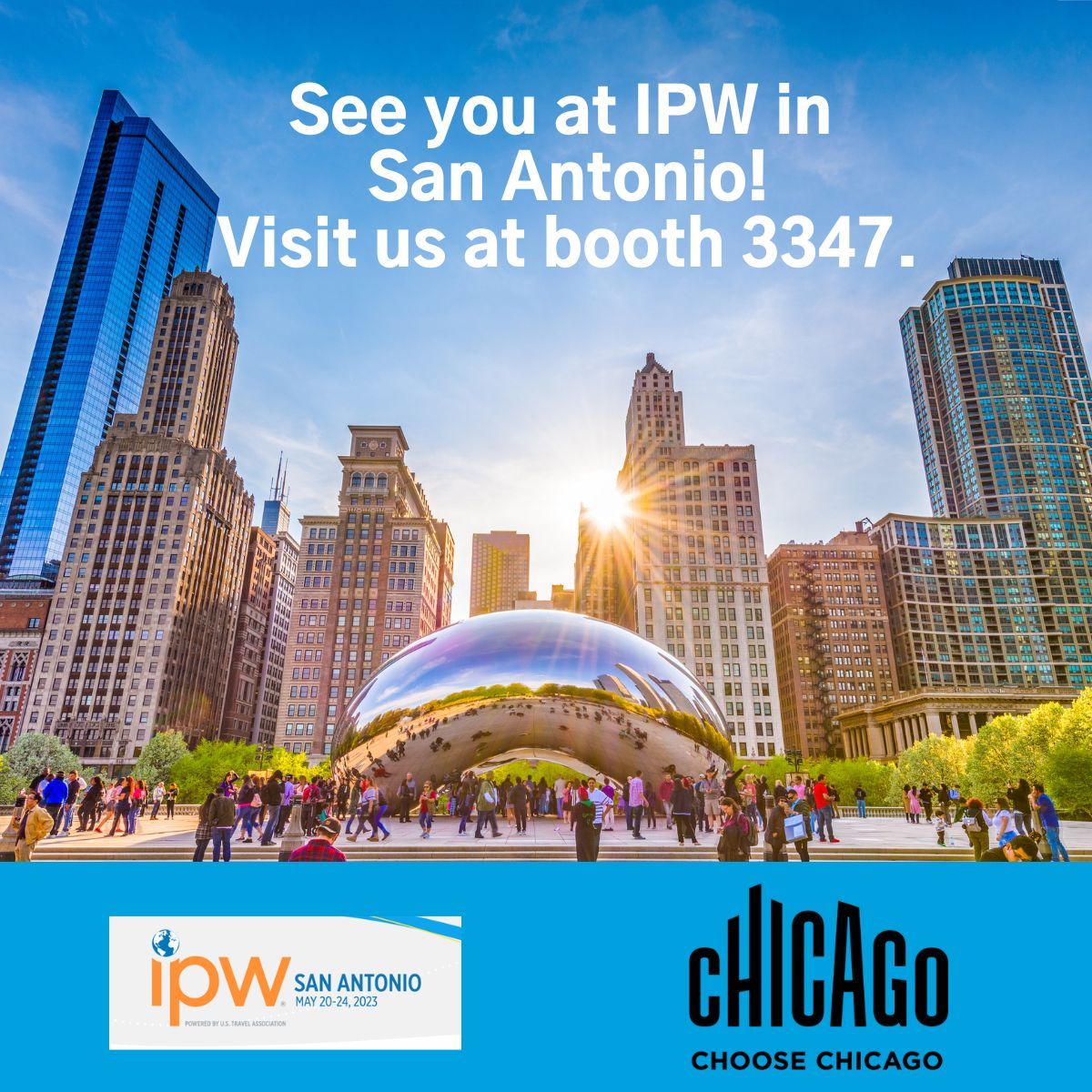 We look forward to seeing you at #IPW23 (<a href="/ustravelipw/">U.S. Travel's IPW</a>) in San Antonio. 

Come visit Choose Chicago at booth 3347!