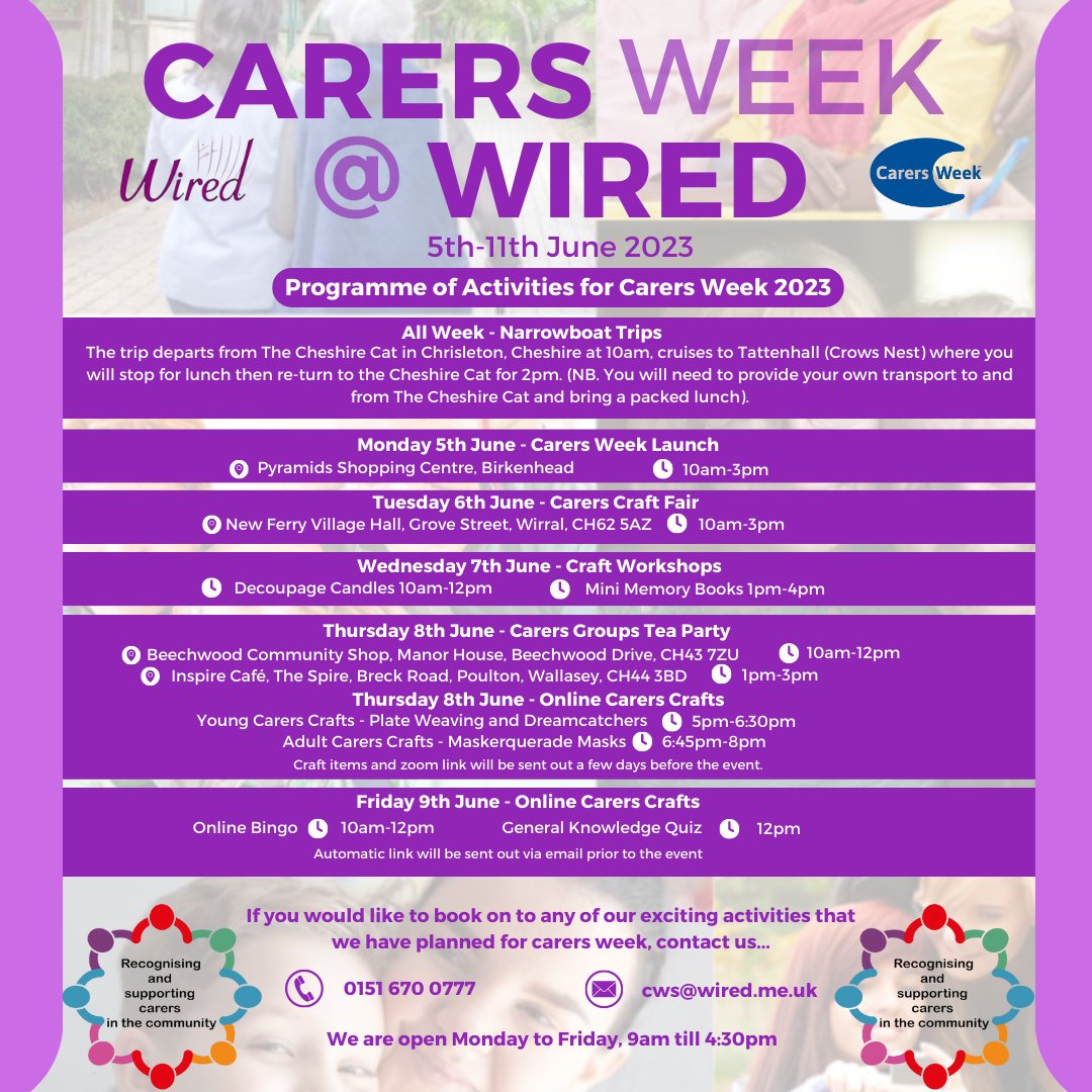 Carers week 2023 - Please share, thx, t 0151 670 0777 or e cws@wired.me.uk for info @bheadparkrun @BPSWirral @NewsBirkenhead @BheadPositivity @PositiviTree @TomorrowsWomen @OneWirralCIC @NBR_Wallasey @WirralArk @WirralCAN @Wirral_Chamber @WirralCouncil @imaginewirral