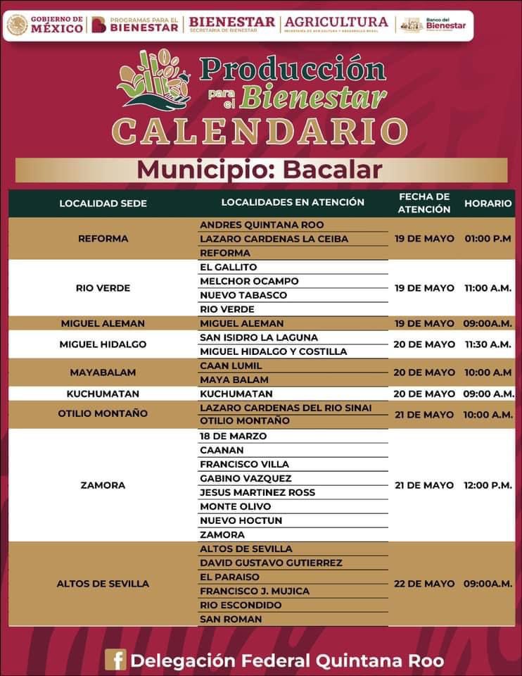 Ana_CastilloD's tweet photo. #RT @MaraLezama: Amig@s se estará realizando la entrega de tarjetas del programa “Producción para el bienestar” en los municipios de Bacalar, Othón P. Blanco, Felipe Carrillo Puerto y José María Morelos.

Consulta aquí 👇🏻 la fecha y hora en que estarán e… https://t.co/ly9EhTuL84