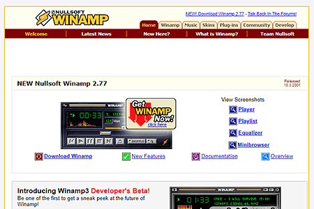 wastedrockers1's tweet photo. Tampilan situsnya Winamp pada tahun 2001 🌐 #Winamp #90sWebsite #90sInternet #Year2001 #Tahun2001 https://t.co/UDJFN8Rkbt