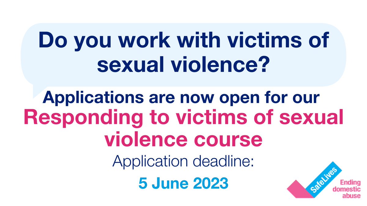 We want you to be confident that you can provide the best service for those who have experienced sexual violence. Applications are now open for our Responding to victims of sexual violence course – find out more and apply below 👇 safelives.org.uk/training/idvas…