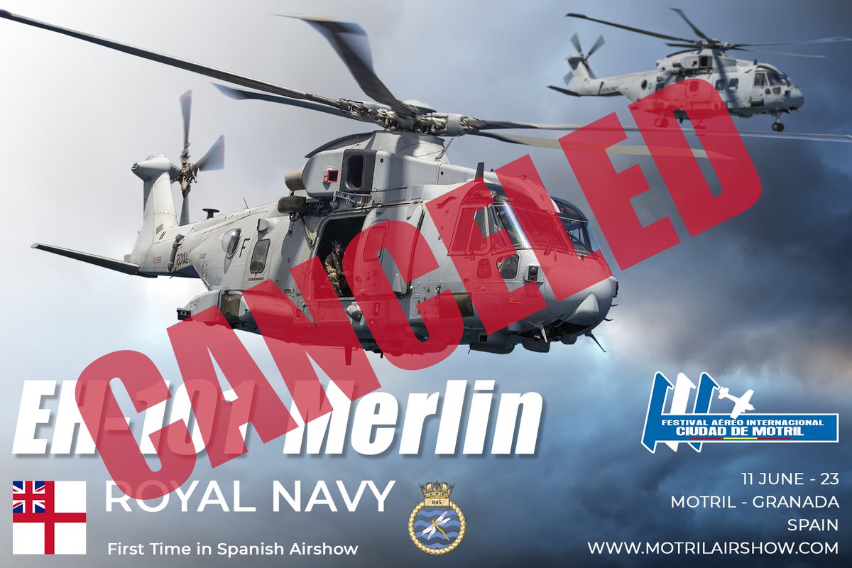 Nada nos gusta menos que dar una mala noticia… pero lamentándolo mucho y por problemas de agenda de la Royal Navy,  se cancela la participación del EH-101 Merlin en el Air Show de 2023.

@