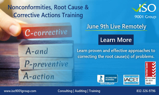 TheISO9001Group's tweet image. Need to prevent reoccurring #nonconformities? Learn to identify &amp;amp; analyze root cause&apos;s of nonconformities, develop effective correction &amp;amp; corrective actions in our Nonconformities, Root Cause and Corrective Actions Training. Sign up today!👉 iso9001group.com/root-cause-ana…
