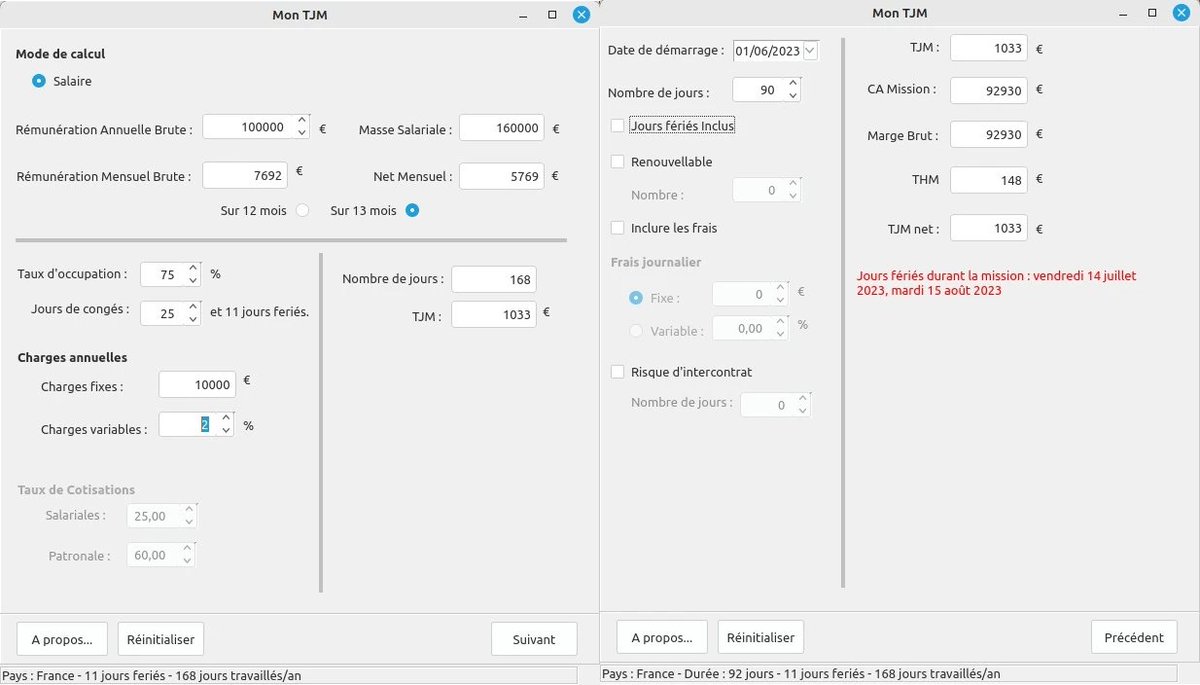 TJMCalc's tweet photo. La version 1.1.0 est disponible avec quelques améliorations de l'interface et corrections d'anomalies ! Vous pourrez ainsi voir s'il y a des jours fériés pendant la période de mission. #freelances #indépendants #TJM #calculatrice #conseil #services #prestation #intellectuelles https://t.co/ZrWPlOCy2z