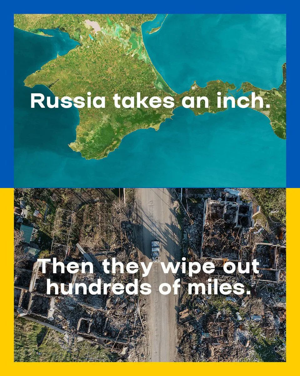 GuerreUkraineRu's tweet photo. RT @MFA_Ukraine: When #Russia illegally invaded #Crimea in 2014, it faced few consequences.
The result? Russia used Crimea as a springboard for its further violent invasion.
Appeasing them now will only lead to more destruction. Crimea
must remain part of… https://t.co/Ekq4KxKQog