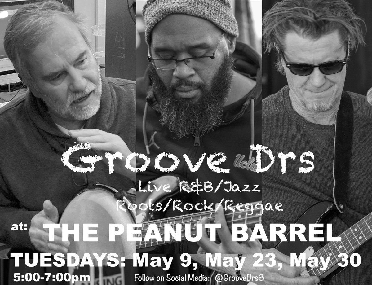 LIVE TOMORROW (Tues May 23, 5-7pm): at <a href="/ThePeanutBarrel/">The Peanut Barrel</a> , East Lansing. Come hear some of the Drs’ new jams! 🪘🎸

<a href="/GrooveDrs3/">GrooveDrs3</a> #groovedoctors #groovedrs3 #thepeanutbarrel