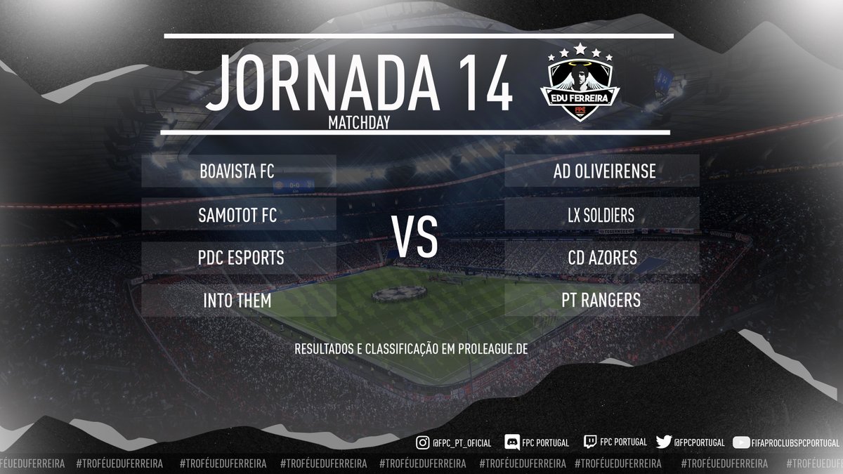 🎗️  Troféu Edu Ferreira

A 2ª à noite já não é nada sem jogos do nosso Troféu Edu. PDC Esports e LX Soldiers em luta titânica pelo 4º e último lugar do playoff. Boavista defende liderança frente à AD Oliveirense.

Classificação aqui: proleague.de

#ProClubs #FIFA23