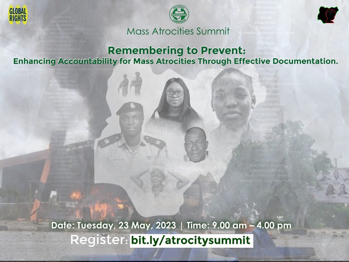 EiENigeria's tweet photo. Don't miss the opportunity to attend the #MassAtrocitiesSummit2023! Secure your spot by registering at https://t.co/iv8iPvSrO4. 
This event aligns with our ongoing @MissingInNG project, emphasizing the significance of this important cause.
#MissingInNG
@Globalrightsng https://t.co/e2wh62sygj