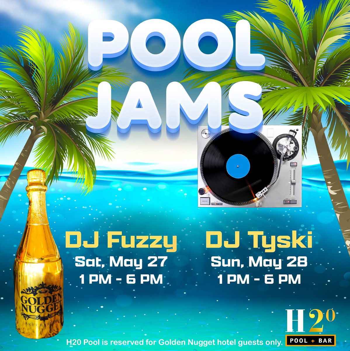 GoldenNuggetLC's tweet photo. H2O Pool is the place to be on Saturdays and Sundays! Have you reserved your hotel room for the weekend? #GoldenNuggetLC #H2OPool #StayToPlay https://t.co/by9diD5LvZ
