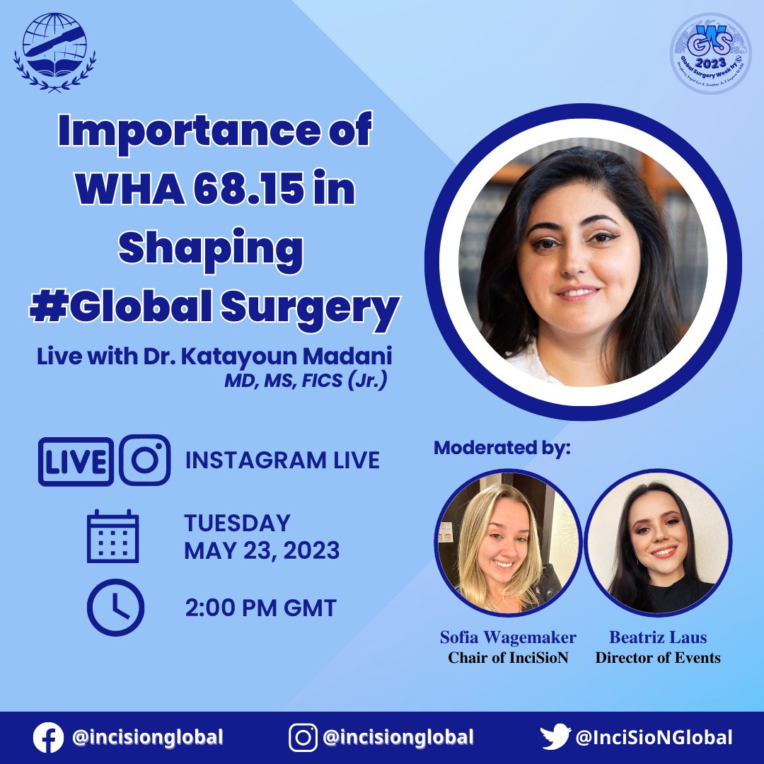 🌍✨ Exciting news! Day 2 of #GSW2023 brings you an exclusive Instagram Live session with @smkaty Join us tomorrow at 2:00pm GMT for an enlightening discussion on #WHA68.15 and its significance for #GlobalSurgery! #GSD2023 #GlobalSurgeryInUHC #TheFutureOfTheOR