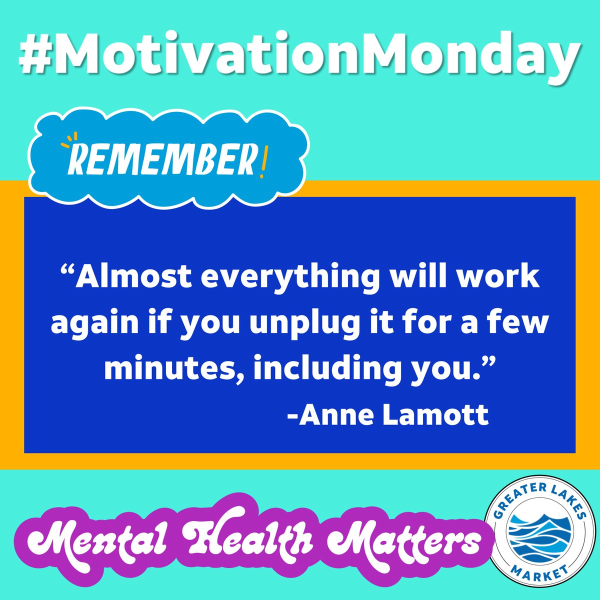 "Did you try unplugging it?" 
Everyone needs a little break once and a while, be sure to decide what that looks like for yourself. 💙
#MakingWaves
