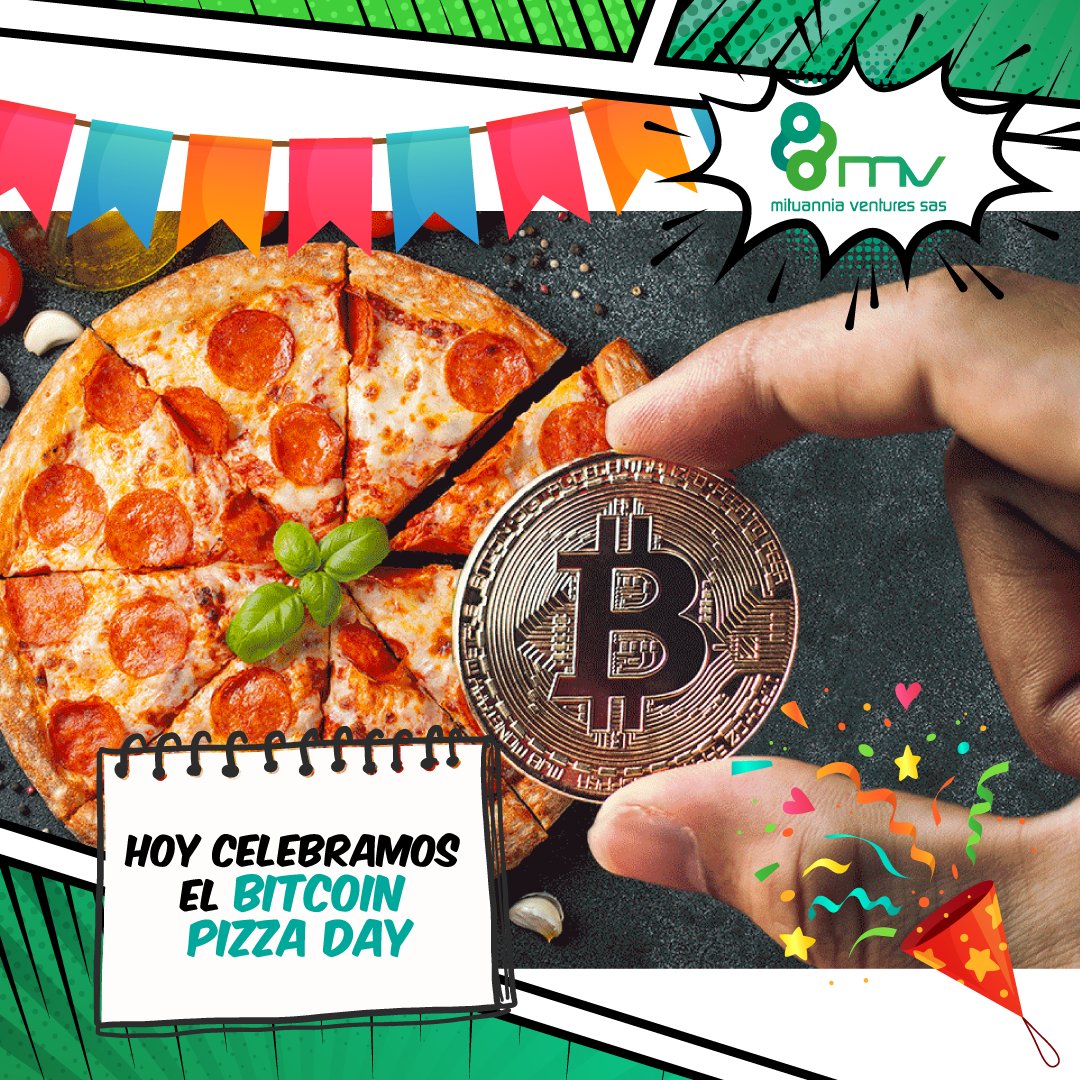 #TecnoFechas | Hoy celebramos el #BitcoinPizzaDay para rendir tributo a la primera transacción de #Bitcoin en el mundo real 🎉