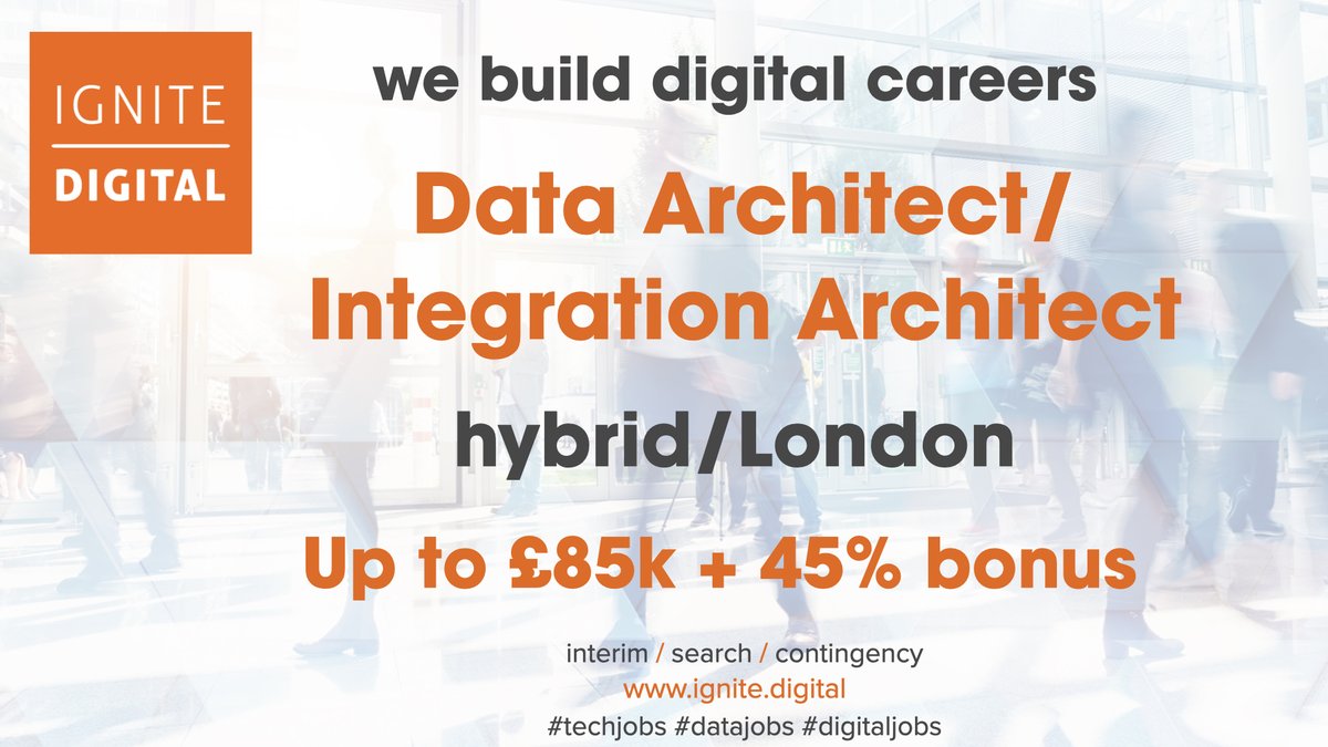 This #techjob is an opportunity for an experienced Integration Architect or #DataArchitect to join a top-performing company on the #FTSE index.
ow.ly/8UCv50Ne4JV
#techforgood #ftsejobs #techforgoodjobs #datajobs #integrationarchitect #technology #technologyjobs #tech