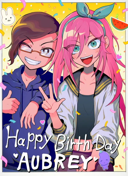 #OMORIFANART HAPPY BIRTHDAY, AUBREY!! 親友のキムと一緒!