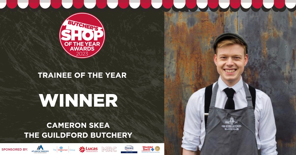 Meat Trades Journal (@mtj_tweet) on Twitter photo The penultimate award of the day is the Trainee of the Year, awarded to Cameron Skea from The Guildford Butchery. Our judges described Cameron as a clear winner who emanated passion and whose culinary skills demonstrate an excellent foundation. <a href="/guildfordbutch/">The Guildford Butchery</a> #BSOTY The penultimate award of the day is the Trainee of the Year, awarded to Cameron Skea from The Guildford Butchery. Our judges described Cameron as a clear winner who emanated passion and whose culinary skills demonstrate an excellent foundation. <a href="/guildfordbutch/">The Guildford Butchery</a> #BSOTY