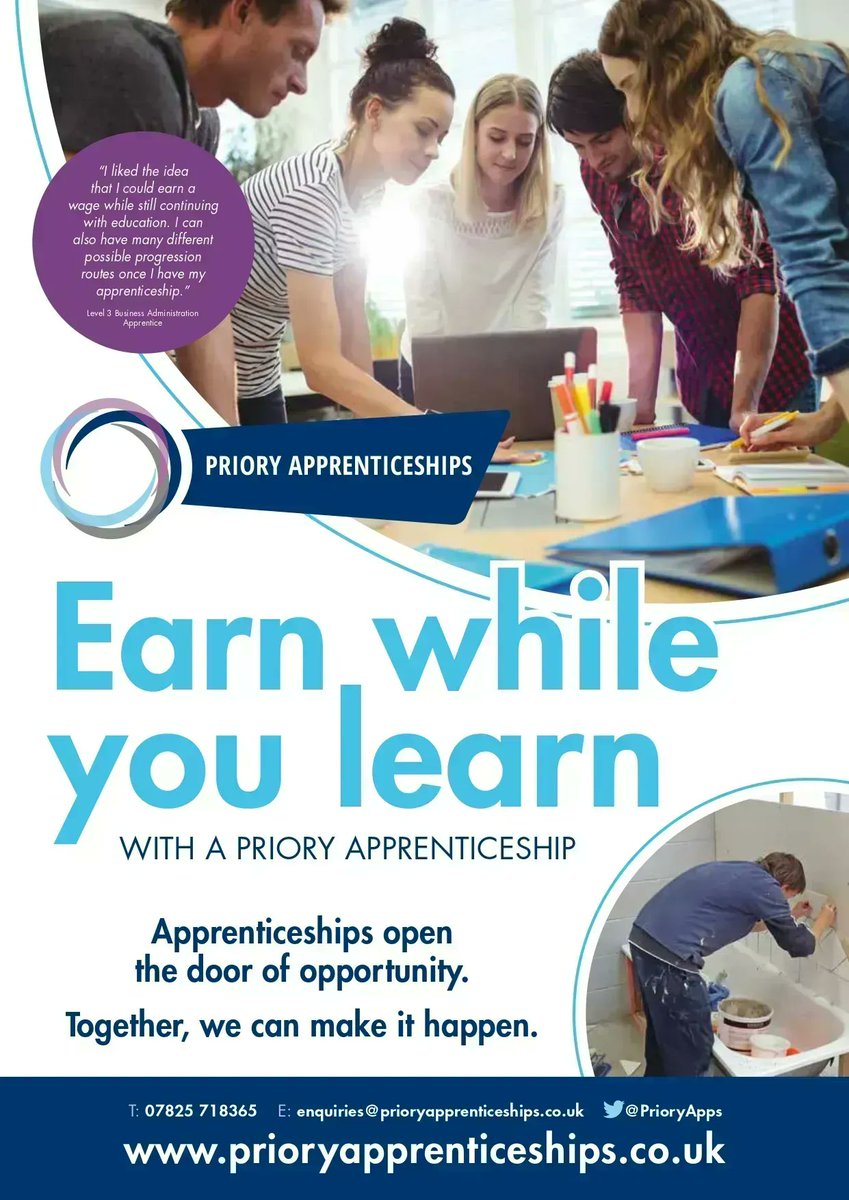 Have a look at our website buff.ly/3ye2QWQ or drop us an email for more information prioryapprenticeships@prioryacademies.co.uk