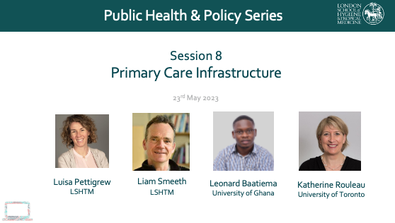 Join us: @LSHTM Primary Health Care #PHC seminar: 🏥💊 'Holding it together: Primary Care Infrastructure'🖥️🚑 Tue 23 May 2023 12:45 (London) lshtm.ac.uk/newsevents/eve… With 🤩 @LiamSmeeth1 - Electronic Health Records @LBaatiema - Telemedicine @RouleauK - PHC-oriented research