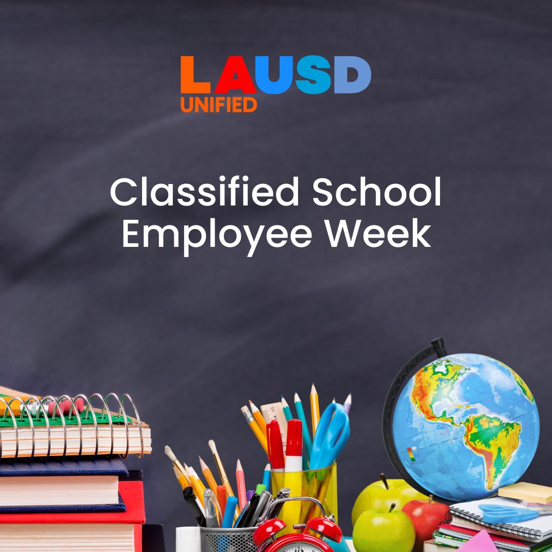 LASchools's tweet photo. Los Angeles Unified Classified School Employees are dedicated in their service to public education and are a vital part of our students’ success. Thank you for your commitment to @LASchools families. https://t.co/KWv8dgJ7rV