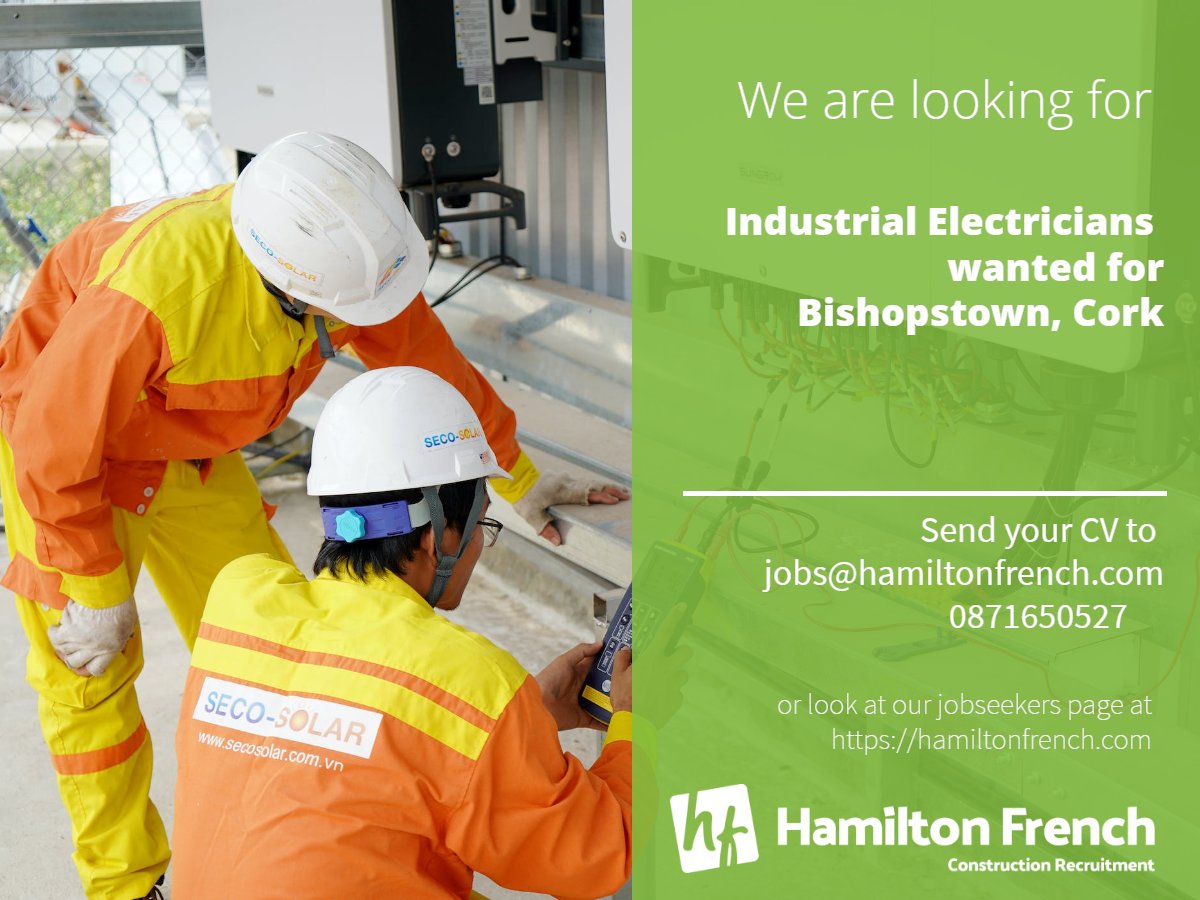 We are looking for Industrial Electricians for Bishopstown, Co Cork

#electricians #pharma #hiring #irishjobs #nijobs  #munsterjobs  #jobfairy #cork