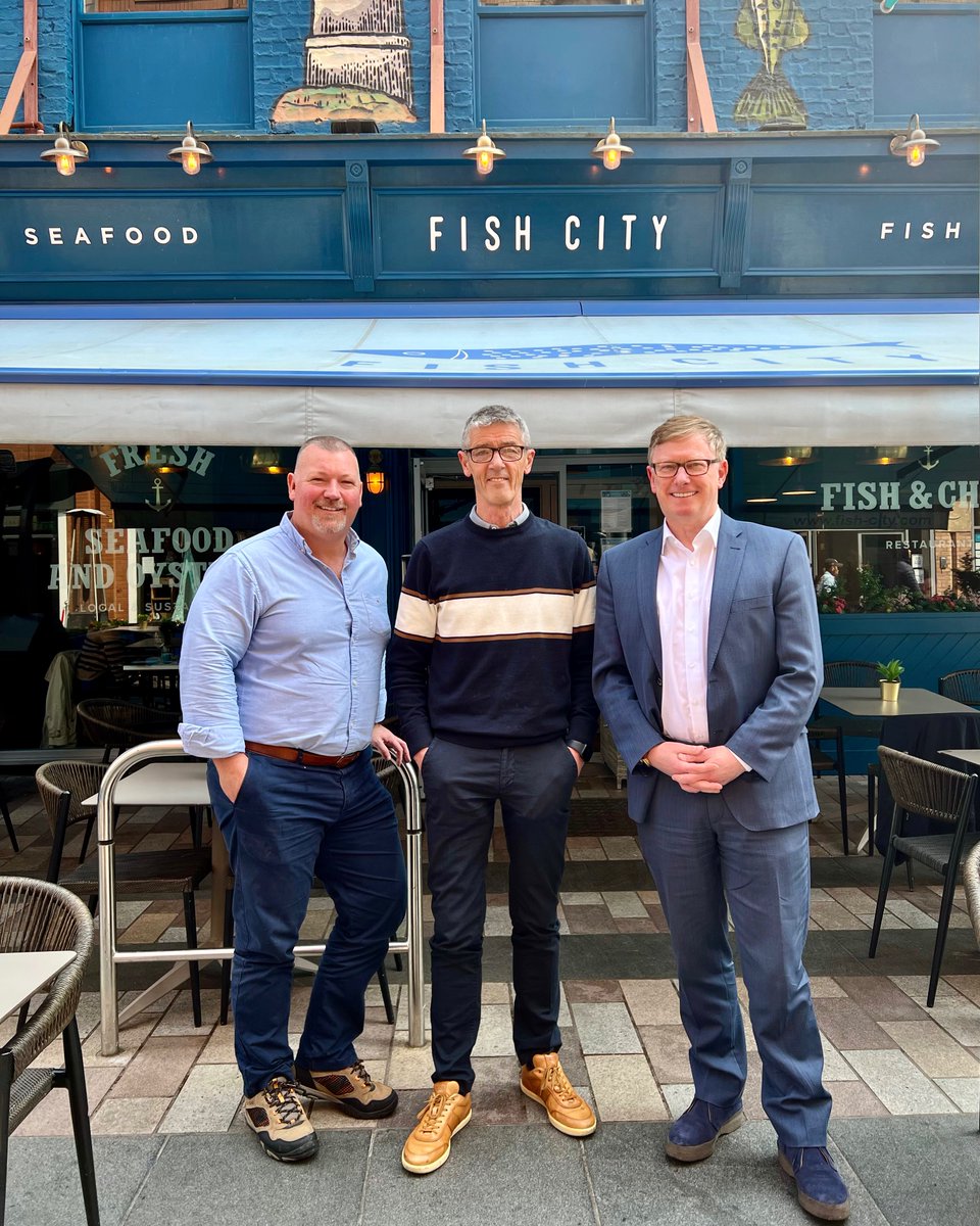 fishcitybelfast's tweet photo. Wonderful to meet with Simon Smales @SmalesFish and Mark &amp; David of SBS Food &amp; Drink today 😊 https://t.co/ut3yHGBLNI