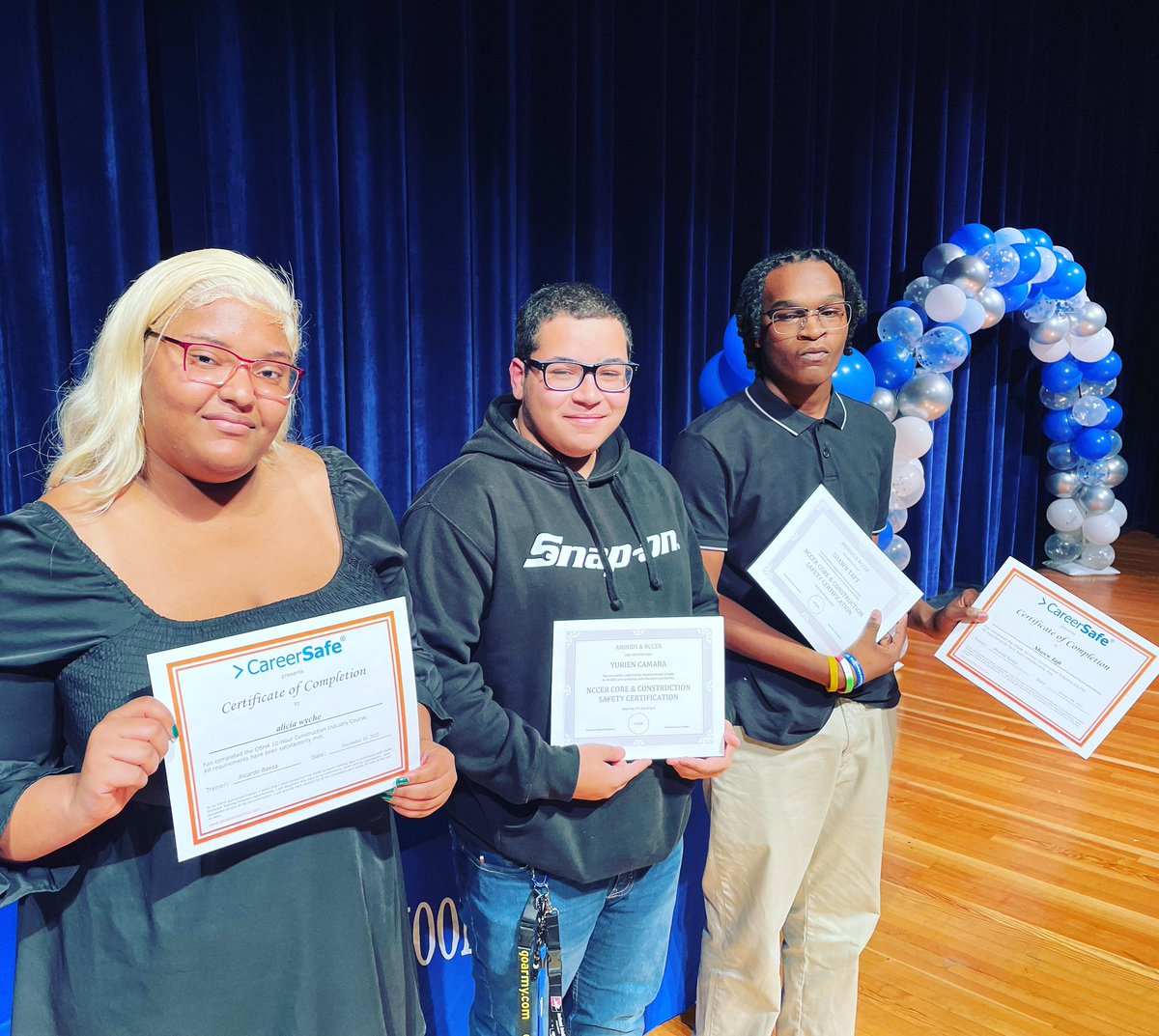 Give it up for Alicia, Shawn, &amp; Yurien! These Seniors have all earned their OSHA 10 Construction Safety Certifcations!