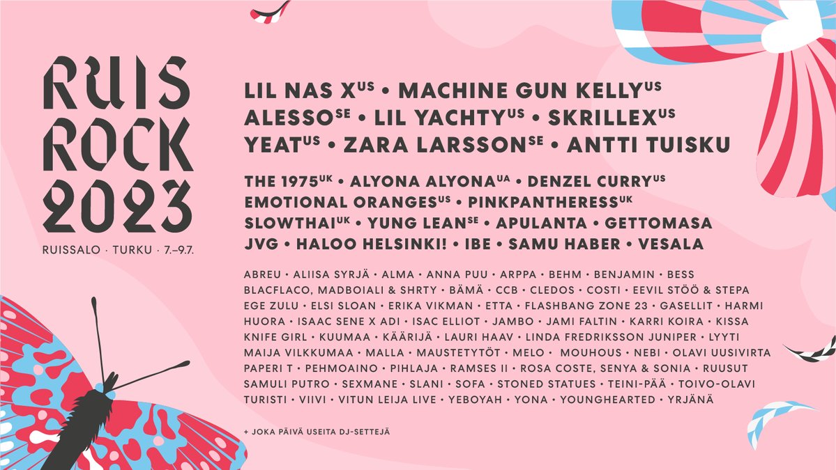 Ruisrockin ohjelma on nyt valmis🔥 Ukrainalaisen Alyona Alyonan lisäksi lineup kasvaa Samuli Putron ja Melon kaltaisilla musiikkigenrejä halkovilla artisteilla sekä monilla erikoiskokoonpanoilla. Valmistunut musiikkikattaus on yli 120 artistin laajuinen: ruisrock.fi.