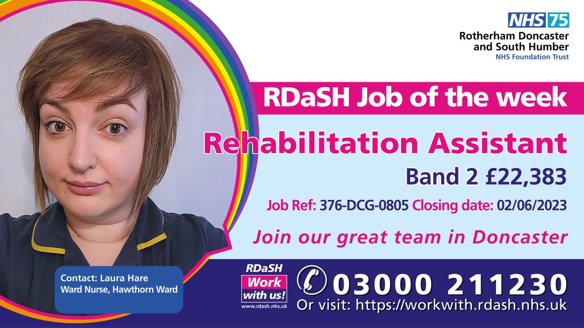 Interested in a career in the NHS? We're looking for Rehabilitation Assistants to join us in #DoncasterIsGreat 

Want to know more? All the info is here:
beta.jobs.nhs.uk/candidate/joba…

#WeAreTheNHS #JobsToday #NHSJobs
