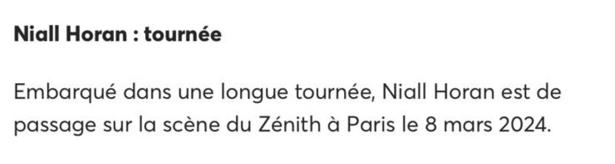 Team1DFrance's tweet photo. 📲 | Niall passera au @Zenith_Paris le 8 Mars 2024 !

via ticketmaster fr https://t.co/yck5ikWv9r
