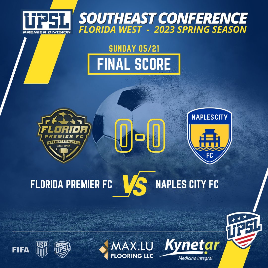 naplescityfc's tweet photo. UPSL Premier Division β Florida West
2023 Spring Season
π£Sunday 05/21 - Final Score:
@FPFC_Bville 0 - 0 @naplescityfc
@UPSLsoccer @UPSL_Florida
π΅βͺπ‘ #naplescityfc #naplesflorida β½ #soccer #upslflorida #upslsoccer #ussoccer #wearethecity https://t.co/ji734XGOUp
