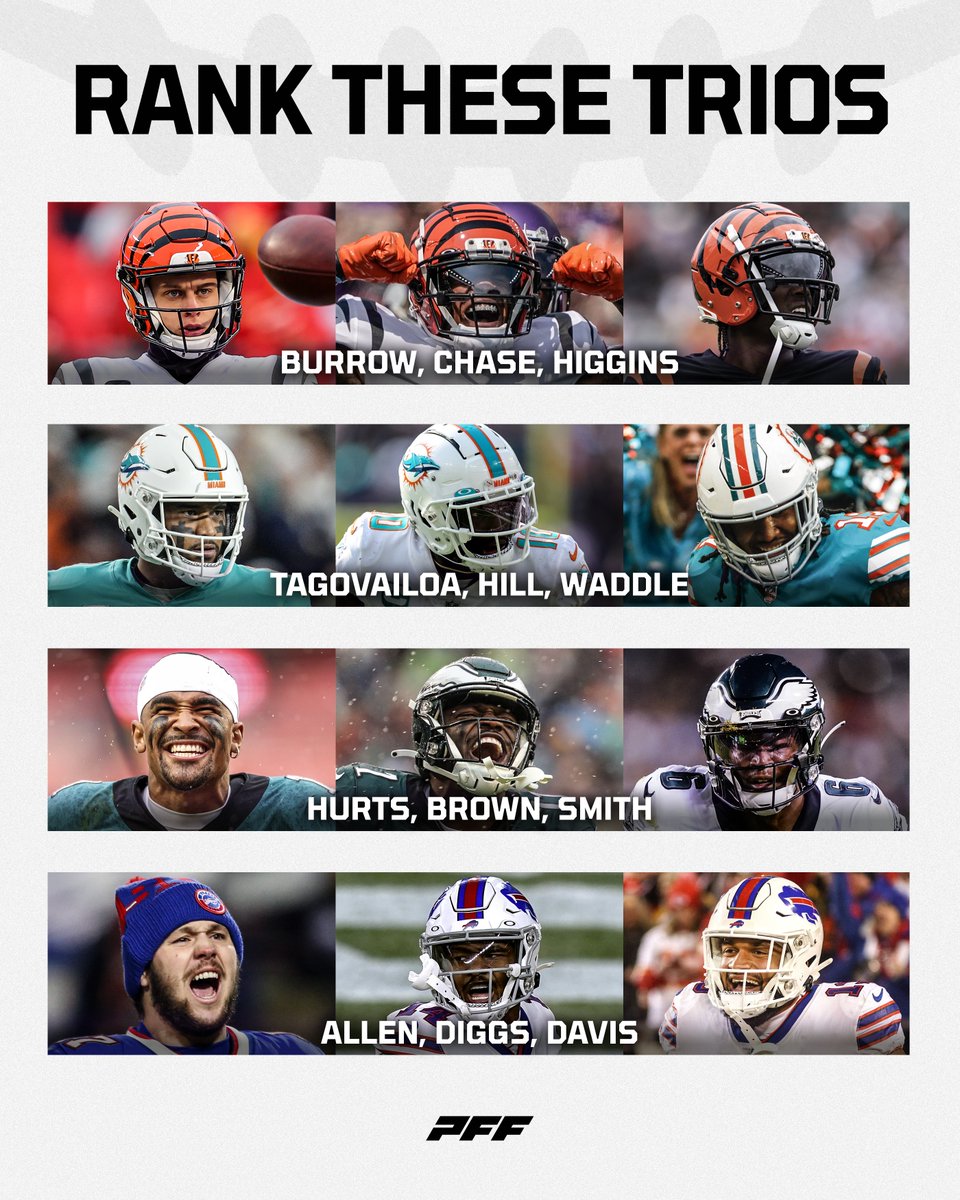 PFF's tweet photo. Rank these trios 🤔 https://t.co/ATlbSC3UdI