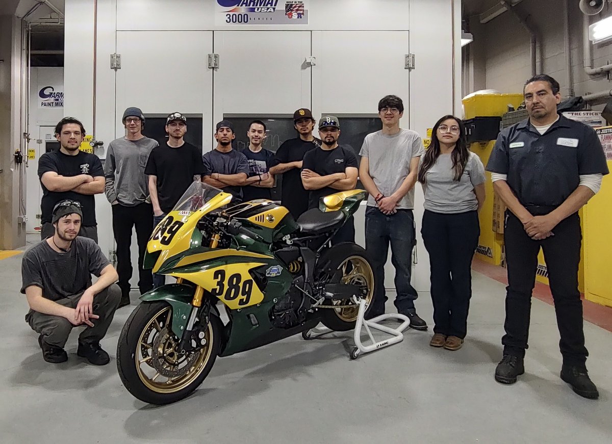 EGTechCollege: Our Automotive Collision Repair class did a custom paint job on an instructor's race bike. 🎨 What an amazing team effort, this cohort truly brought the bike back to life!🤩 Thank you to our Automotive Collision Repair instructor, Jerem…
