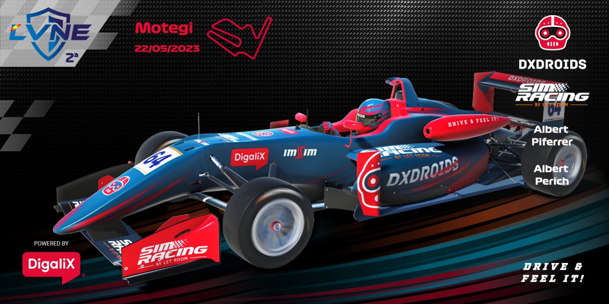 🔴🔵🟠 #iRacing 

Viajamos hoy virtualmente a Japón para un nuevo reto en la 2a División #LVNE2023 <a href="/DriversparadeCb/">Drivers Parade Club</a> 

🏁 Motegi

Pilotos
🤖 <a href="/Alb3rtet/">Albert</a>
🤖 <a href="/ABlazqu/">AlbertPerich</a> 
 
🏎️ Dallara F3
📺 twitch.tv/advncesic
⏰ 22.30 h

💙#DriveandFeeLit