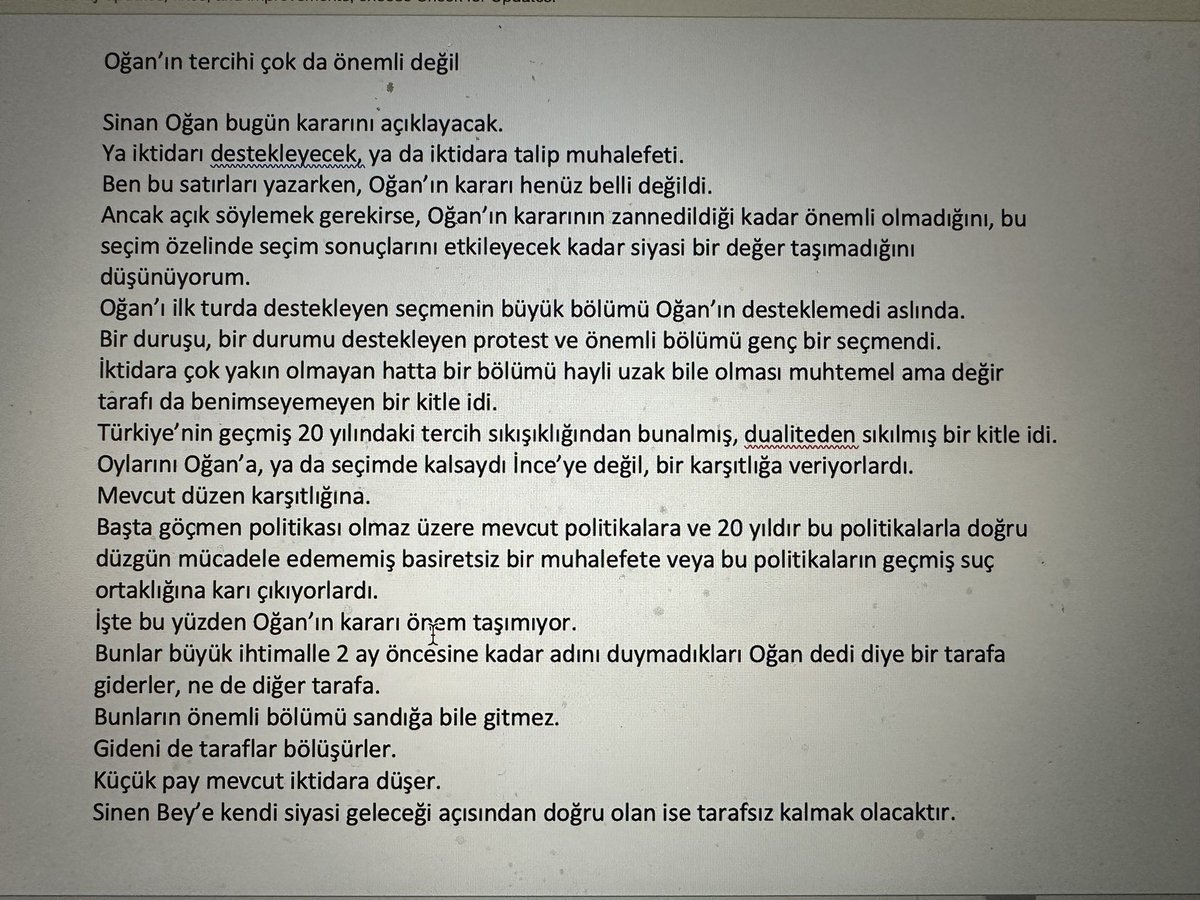 fatihaltayli's tweet photo. Bu sabah yazdığım gibi Sinan Oğan’ın tercihi Cumhurbaşkanlığı seçimi açısından çok da önemli değil. Ama kendi siyasi geleceği açısından önemli idi. Bu tercih ona ne getirir bilmiyorum ama gördüğüm kadarı ile MHP Genel Başkanlığı hedefi için böyle bir tercih yaptı. https://t.co/gyGnDAPd4E
