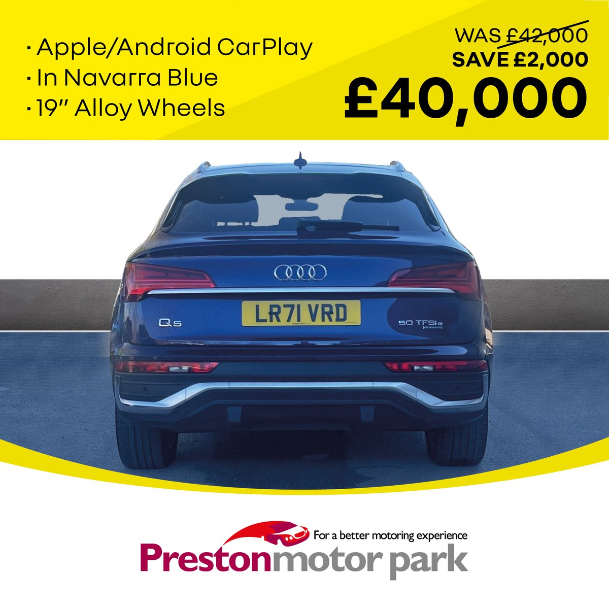 Preston_MP's tweet photo. 2021 Audi Q5
2.0 Sportsback 50 TFSI e Quattro S-Line S-Tronic.
With under 22,000 Miles with Leather Alcantara Upholstery.

£40,000

- Finance available
- Part Exchange 
- Qualifies for Warranty4Life

Visit: https://t.co/DnmkSoJoBq

#motorparks https://t.co/2ZvM6LdYaR