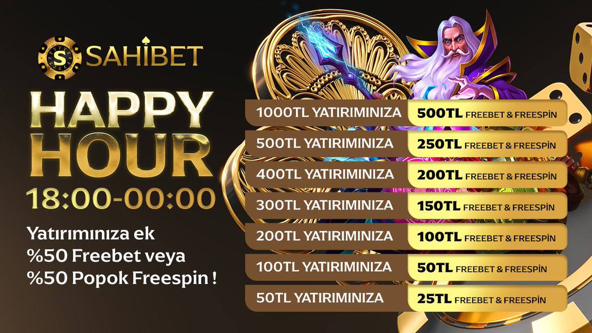 SahibetResmi's tweet photo. ⏰SAHİBET’Lİ HAPPY HOUR BAŞLADI!!

 HAPPY HOUR’A SEN DE KATIL!!!

 Yatırımınıza ek ; %50 Freebet veya %50 Freespin!!!

⬇️⬇️⬇️

https://t.co/f9PyDDq9uN 

#iddaa #türkiye #bahis #mackolik https://t.co/AAiTh2AJXU