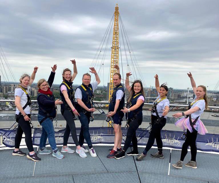 FlamingoChicks's tweet photo. We are SO proud of our amazing Trustee and Volunteer team who conquered the exhilarating climb over the world famous @TheO2 roof this lunchtime! 🙌
£4832 raised for their #May100 challenge so far - help them inch over £5k! All donations doubled:
https://t.co/Ud3m8roYpC https://t.co/kzAdqV41UG
