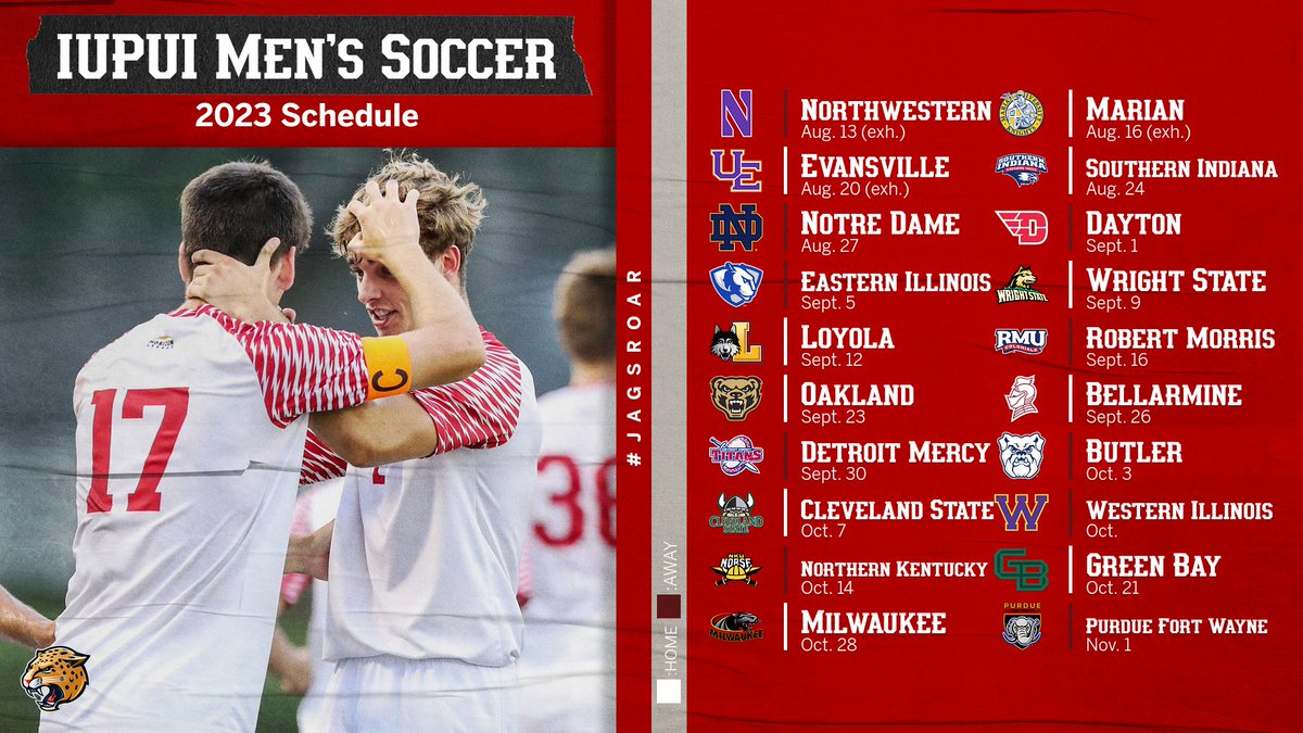 Here's your first look at the 2023 @IUPUIMensSoccer schedule. 

Make plans to join us at Carroll Stadium all season long as the Jaguars seek a #HLMSOC title. 🏆

#JagsROAR

Story---> bit.ly/3oqMxXl