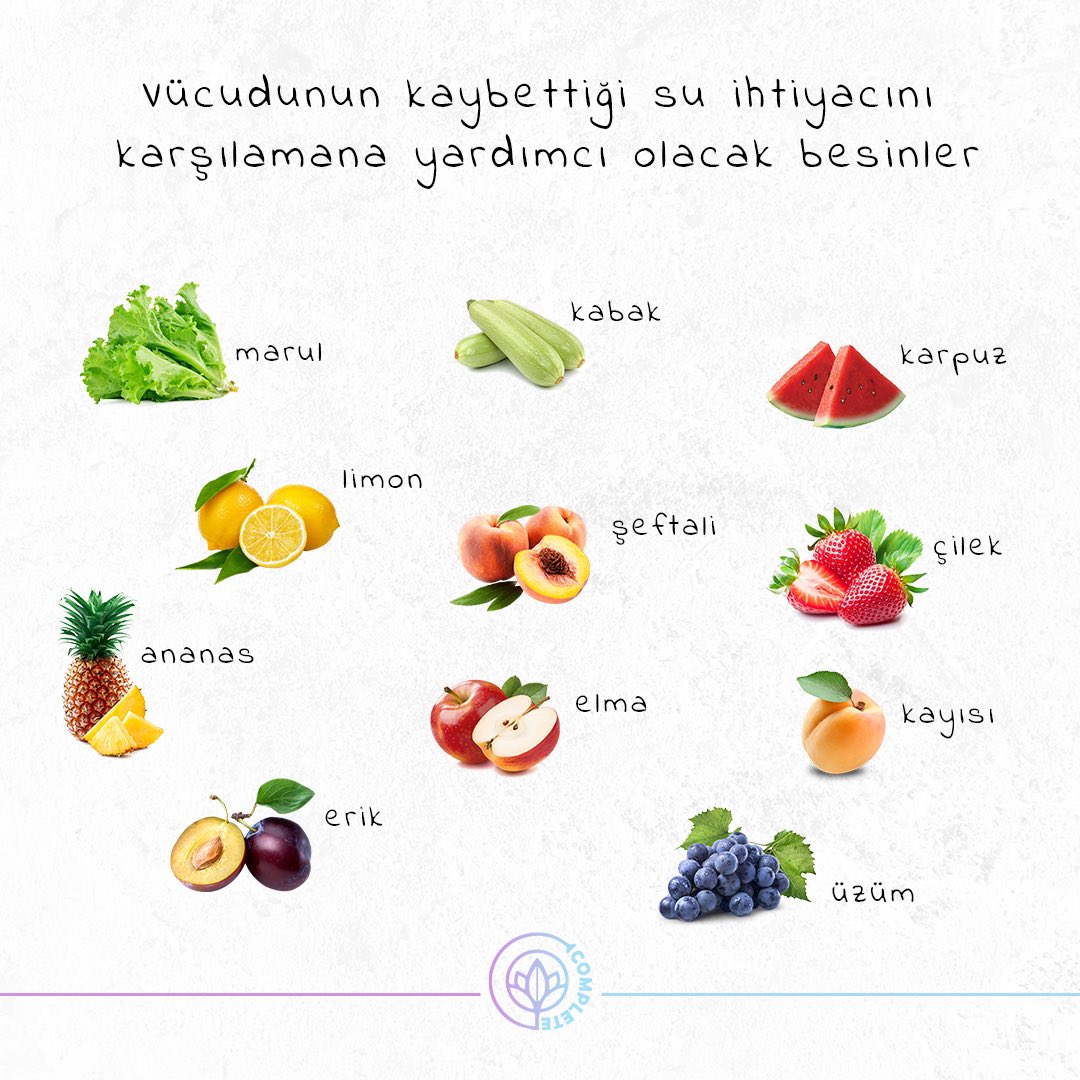 Havaların ısınmasıyla beraber vücuduna kaybettiği suyu geri kazandırmanın en iyi yollarından biri mevsim meyve ve sebzelerinden yardım almaktır💧

#complete #sukaybı #fizikselsağlık #beslenme #meyve #sebze