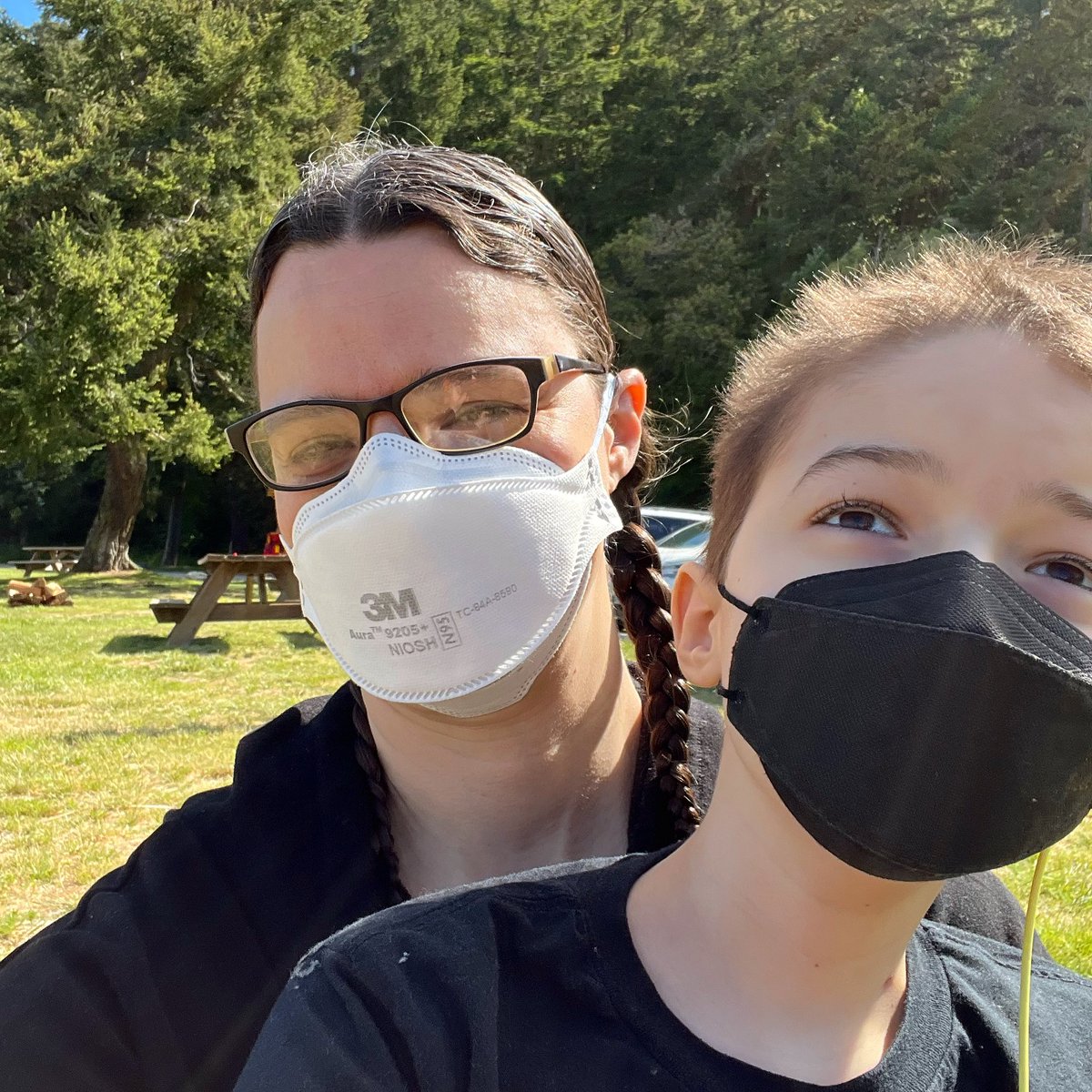 Wearing a mask around other people outdoors might be overkill, but Eddie is immunocompromised and on chemo and it’s not hard for us to wear a mask! 

#KeepMasksInHealthCare