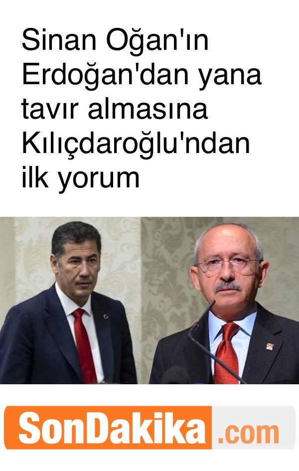 Sinan Oğan'ın Erdoğan'dan yana tavır almasına Kılıçdaroğlu'ndan ilk yorum hep diyorum ülkücüyüm milleyetciyim iyi müslümanım diyenlerin samimiyetini göremedim  sondakika.com/haber/haber-si…