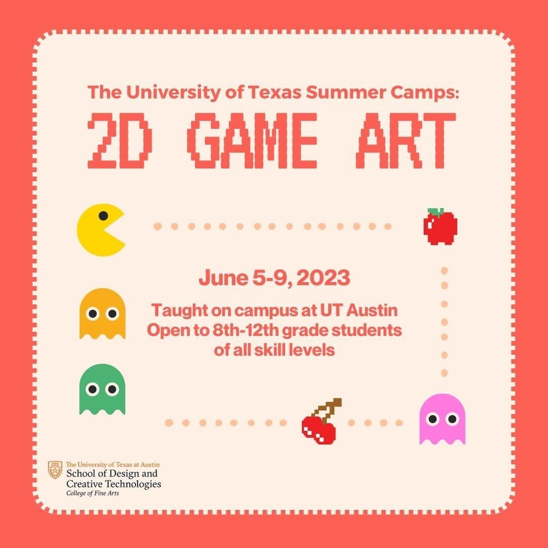 Know a teenager interested in game design? Send them to summer camp at @UTAustin! Registration for 2D Game Art closes TODAY at 5pm CT. Learn more: designcreativetech.utexas.edu/extended-educa…