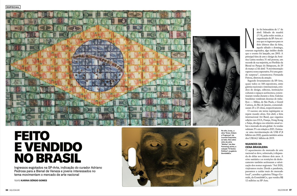_ksg's tweet photo. Na edição de maio da @GQBrasil, fiz um panorama sobre o mercado de arte e colecionismo no Brasil. 

#mercadodearte #colecionismo #artesvisuais #arte https://t.co/vK7Tet2CTF