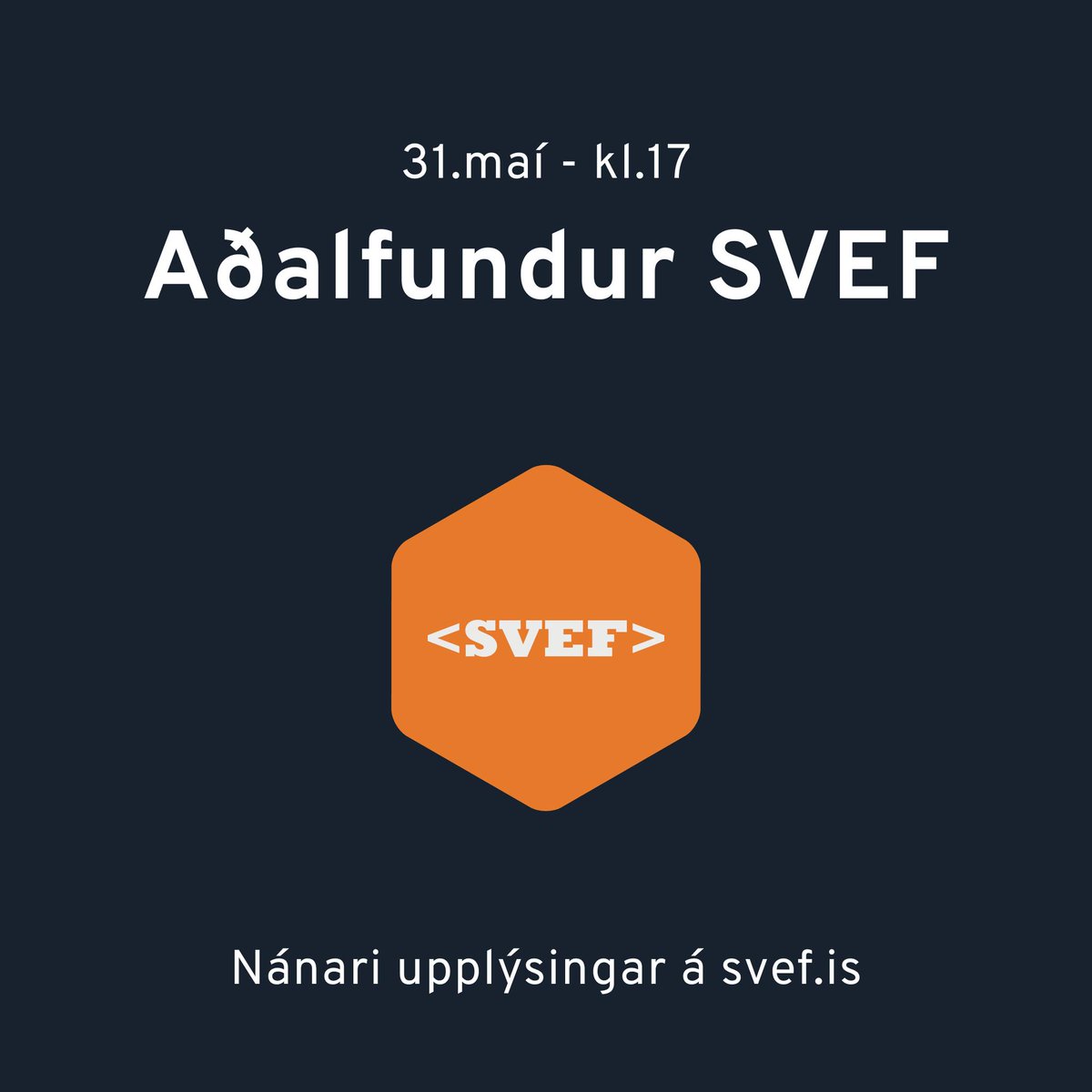 samtokvef's tweet photo. Aðalfundur Samtaka Vefiðnaðarins verður haldinn miðvikudaginn 31. maí kl. 17 á Brass Kitchen &amp; Bar, 101 Reykjavík. Að þessu sinni verður kosið um þrjú stjórnarsæti, auk formanns. https://t.co/3AM2LrlGKN