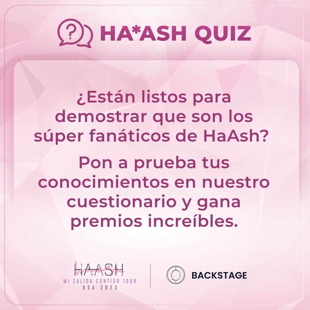 BackstageBks's tweet image. ❤️ Ha*Ash Quiz 

Para participar:

➡️ Comparte esta publicación y etiqueta a 2 amigos en los comentarios a continuación
➡️ Completa el cuestionario:
bit.ly/haashquiz

🏆 ¡El ganador del cuestionario entrará en el sorteo del premio #BackstageCraze Giveaway! Esto significa…