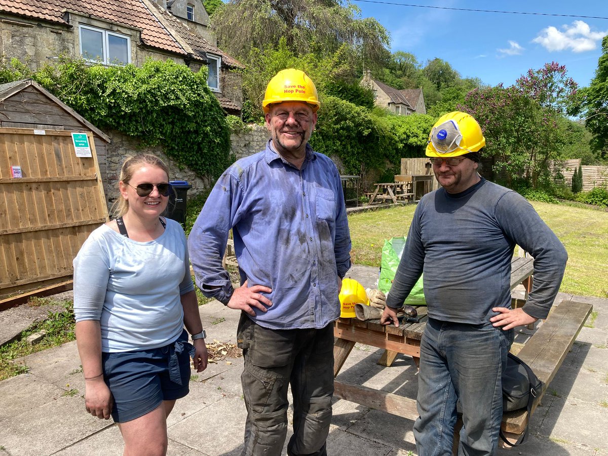 thehoppoleLS's tweet image. A BIG thank you to our latest bunch of brilliant volunteers who helped us to clear a very grimy roof space &amp;amp; remove the rear canopy from the pub. It was dirty work so our (hard) hats go off to them for their valuable contribution #bathpubs #communityhub #limpleystoke #welovebath