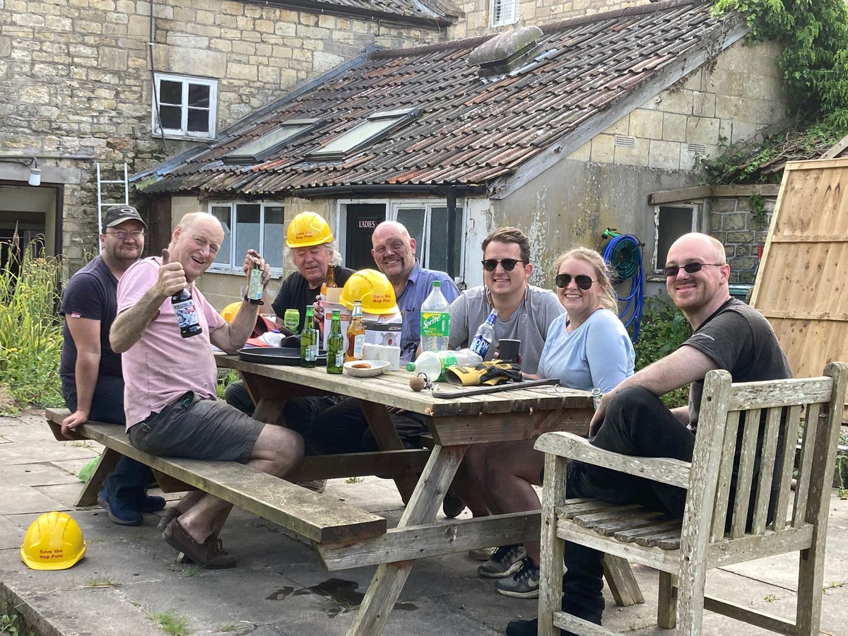 thehoppoleLS's tweet image. A BIG thank you to our latest bunch of brilliant volunteers who helped us to clear a very grimy roof space &amp;amp; remove the rear canopy from the pub. It was dirty work so our (hard) hats go off to them for their valuable contribution #bathpubs #communityhub #limpleystoke #welovebath