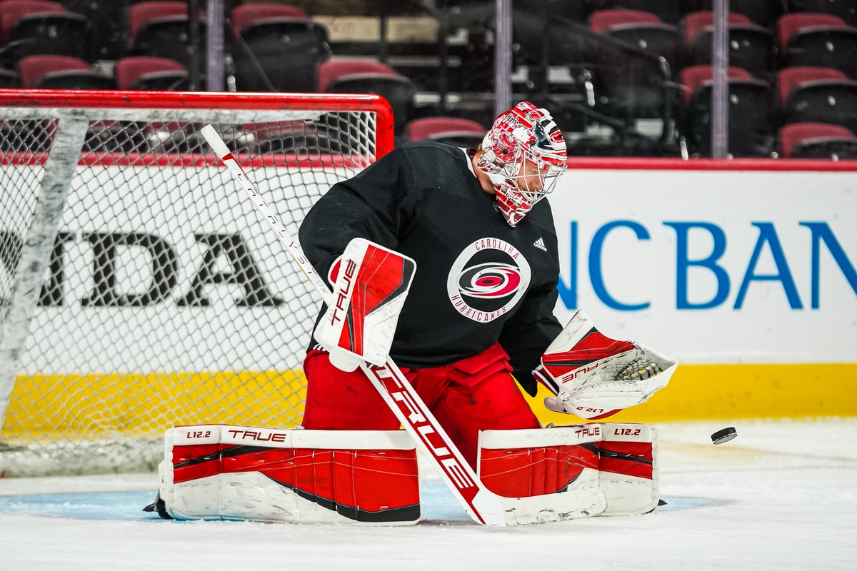 WaltRuff's tweet photo. Frederik Andersen is in the starter's crease for the #Canes ahead of Game 3 against the Panthers.

It does not look like there are any changes to the lineup of skaters in front of him.  MacEachern remains in for Stepan. https://t.co/PrdYlQPtxU